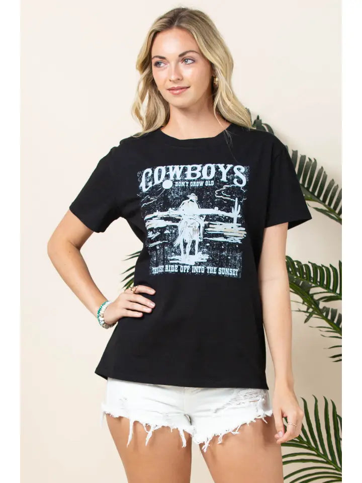 Cowboy Graphic Cotton T-Shirt