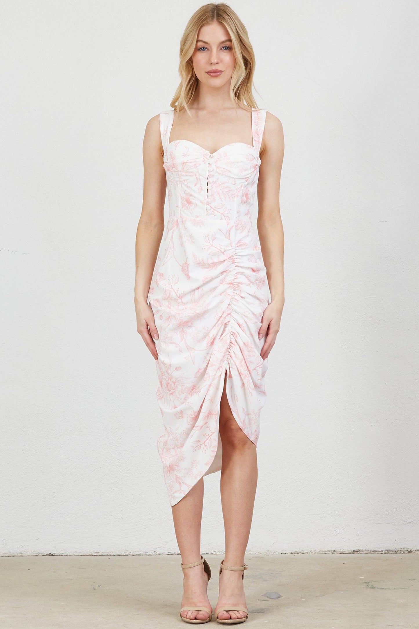 Pink Corset Midi Dress