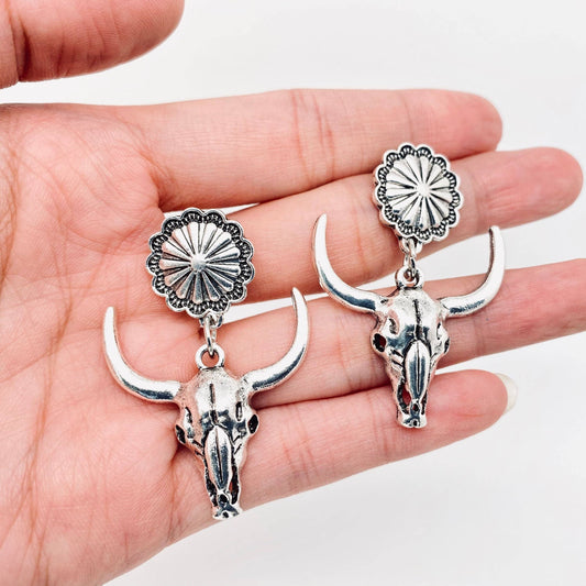 Western Style Metal Bull Earrings