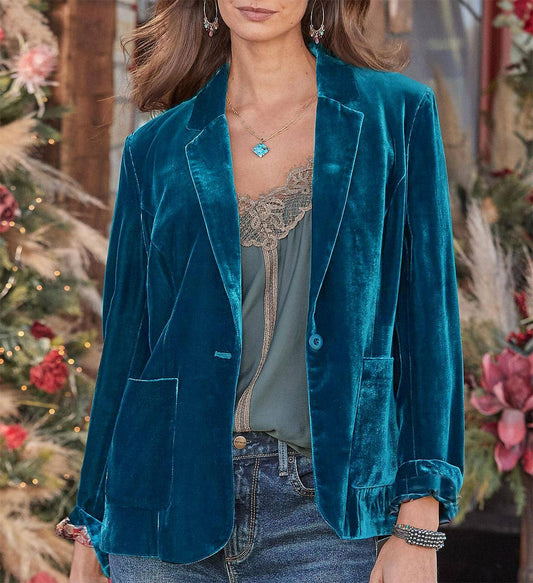 Blue Western Velvet Blazer