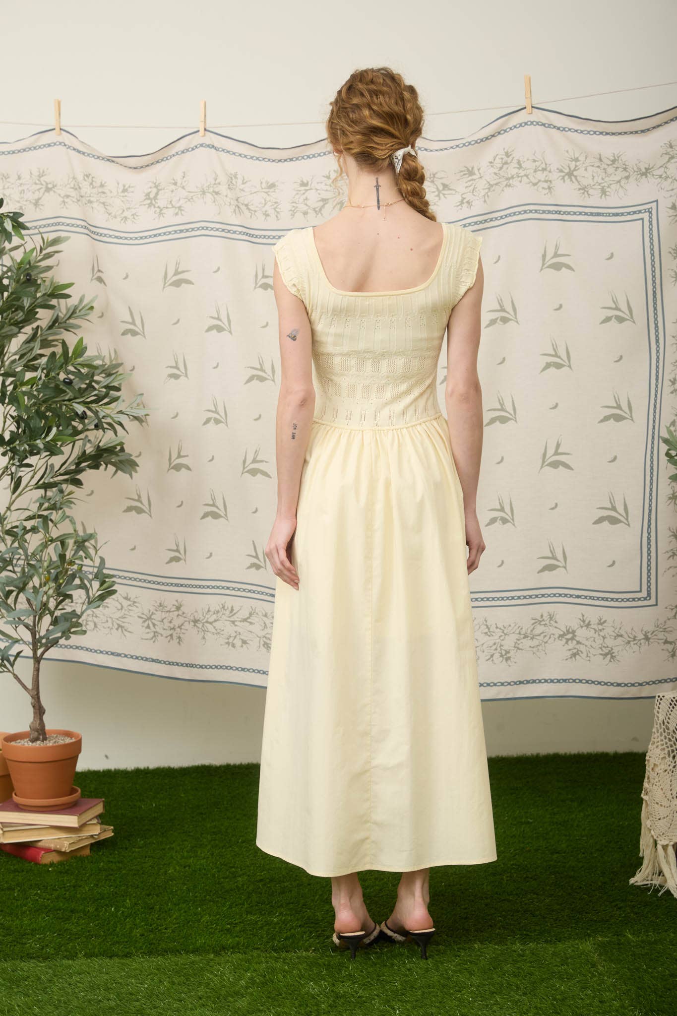 Drawstring Maxi Yellow Dress