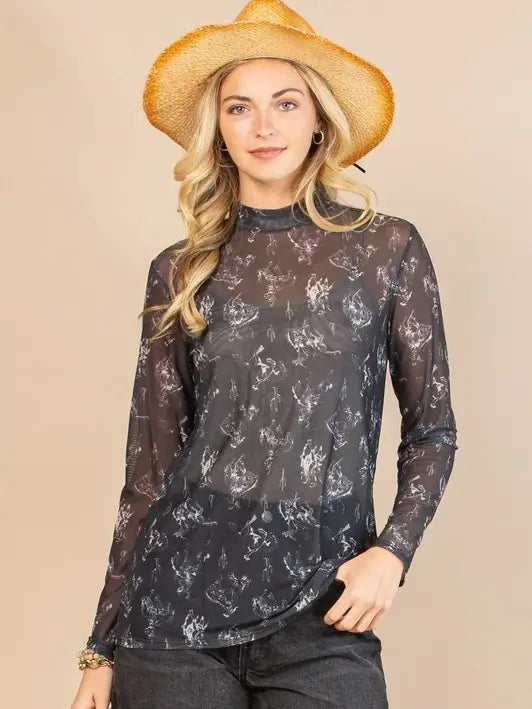 Bucking Horses Mesh Top