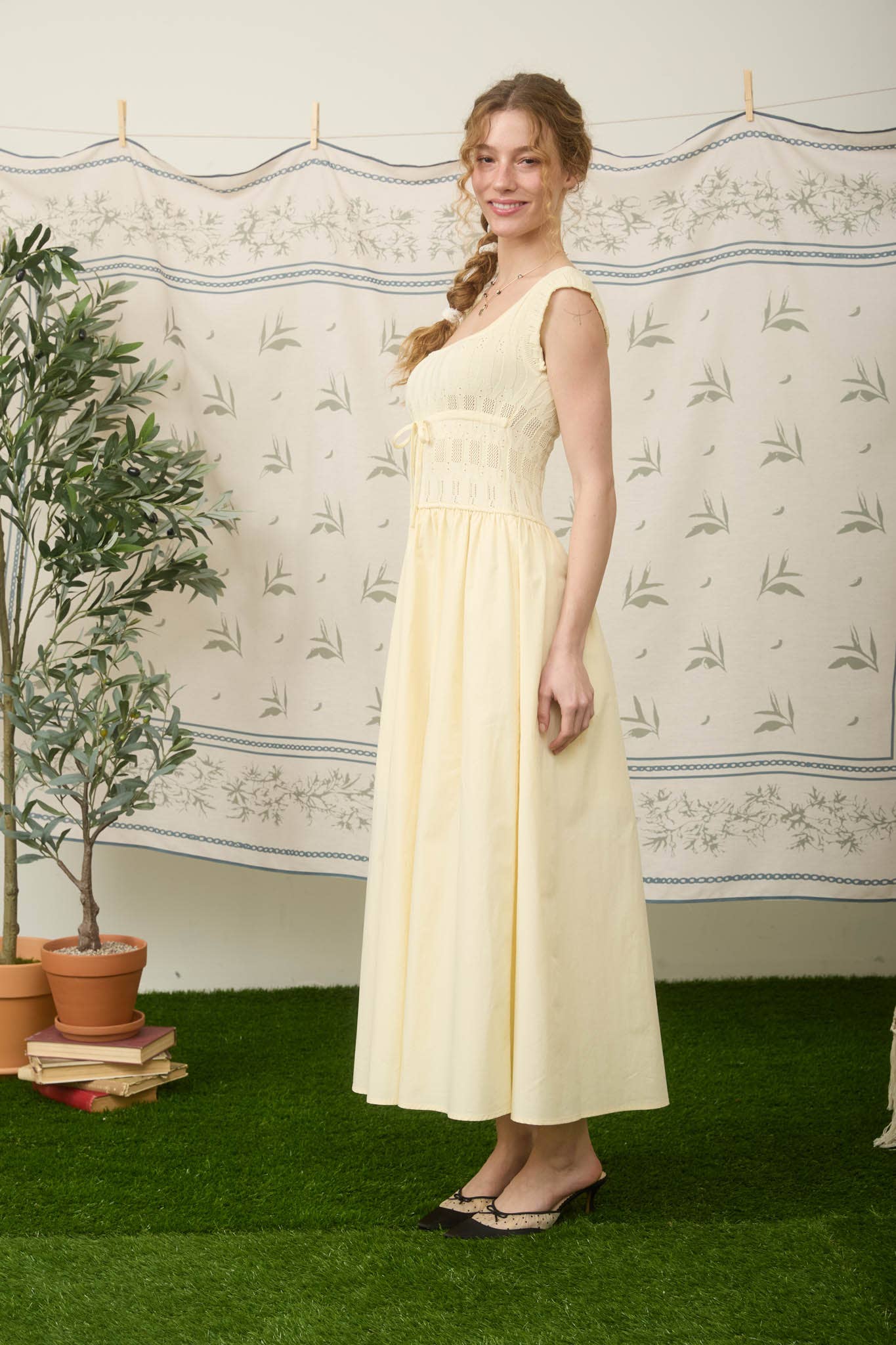 Drawstring Maxi Yellow Dress