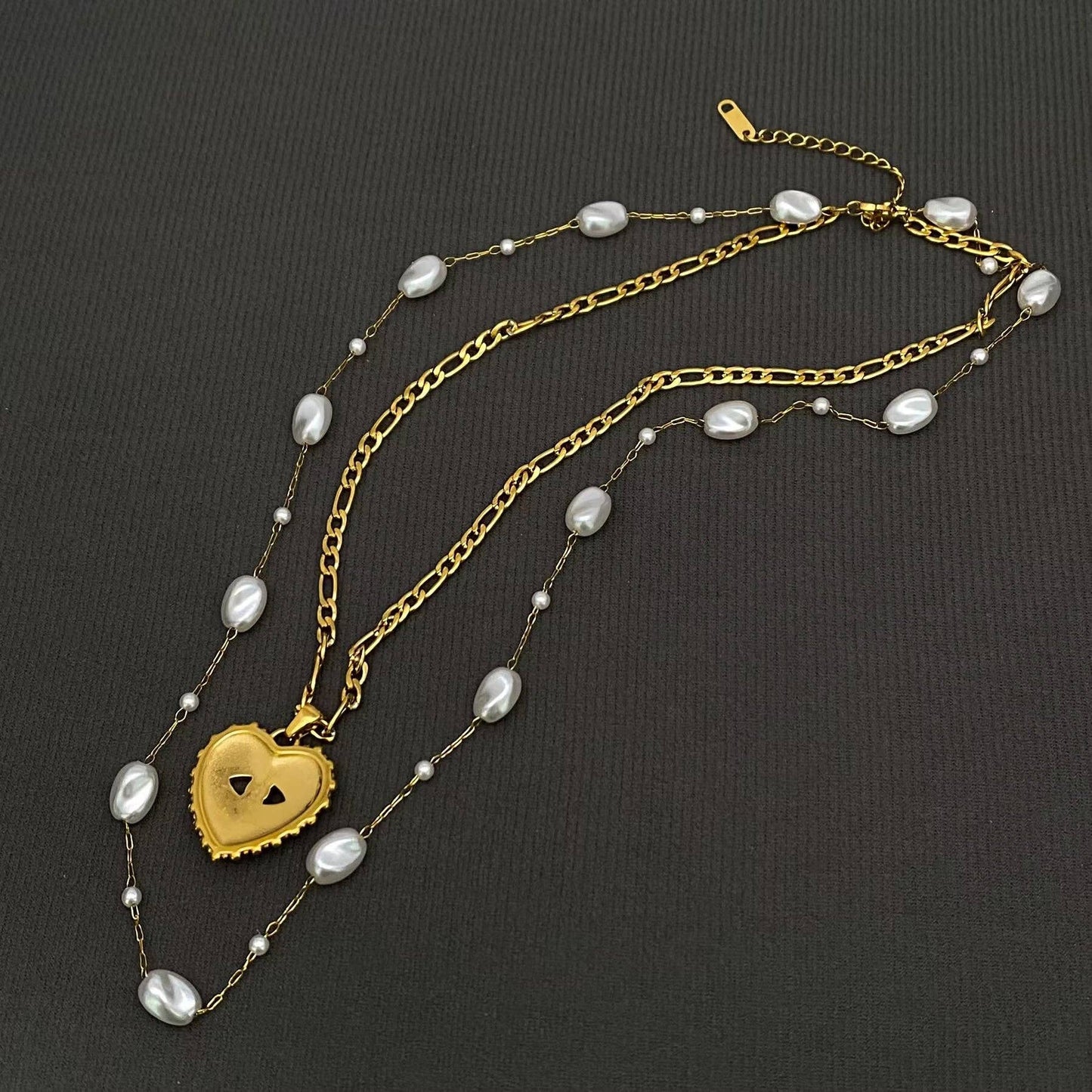 CZ Heart Shape Evil Eye 18K Gold Plated SS Necklace - FGS