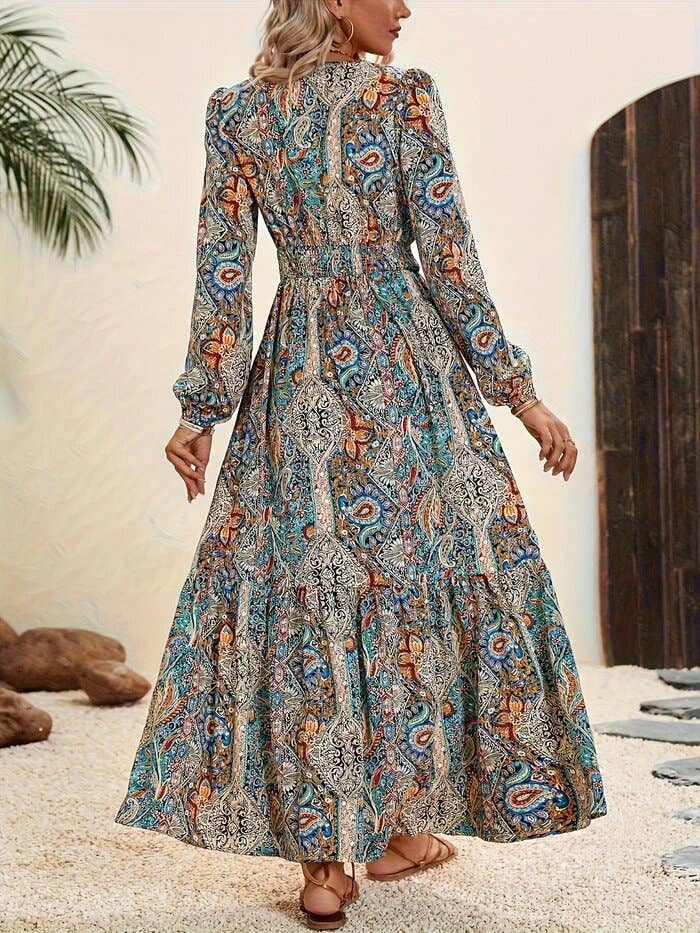 Wind Floral Long Sleeve Dress