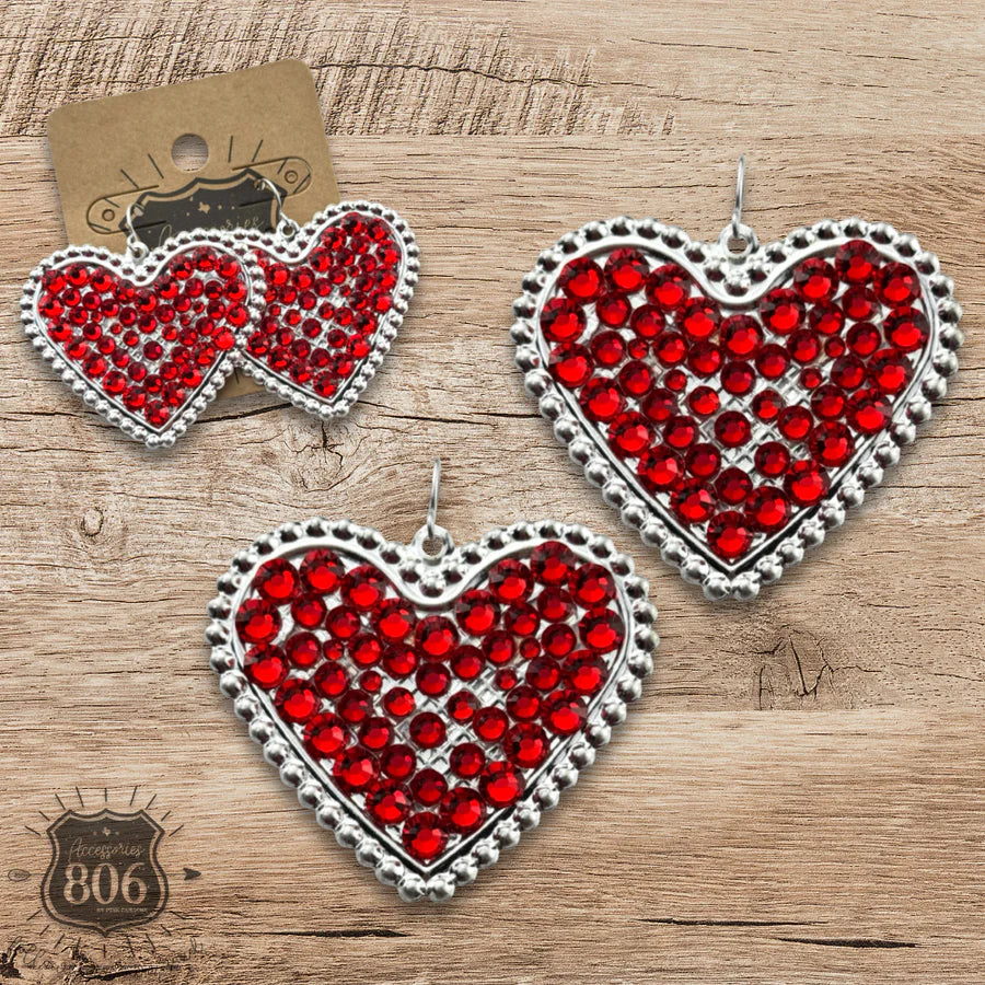 Scarlet Rodeo Heart Earrings