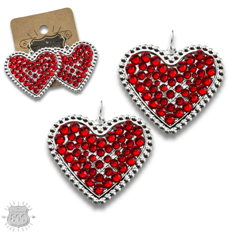 Scarlet Rodeo Heart Earrings