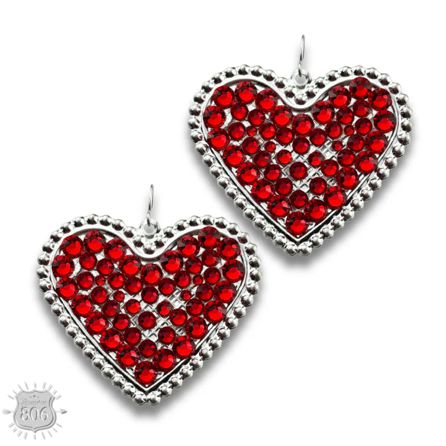Scarlet Rodeo Heart Earrings