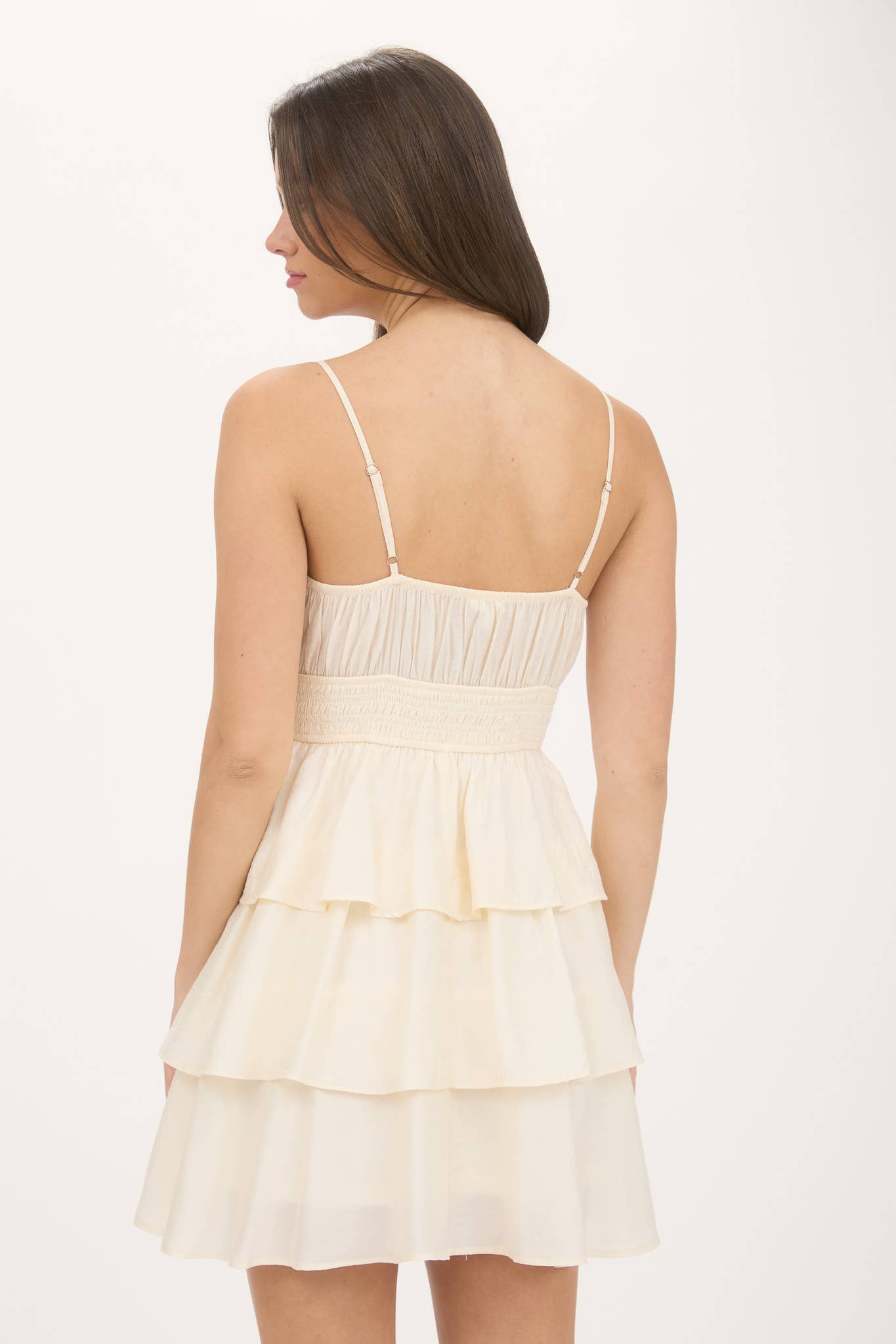 Ruffle Mini Dress: Champagne