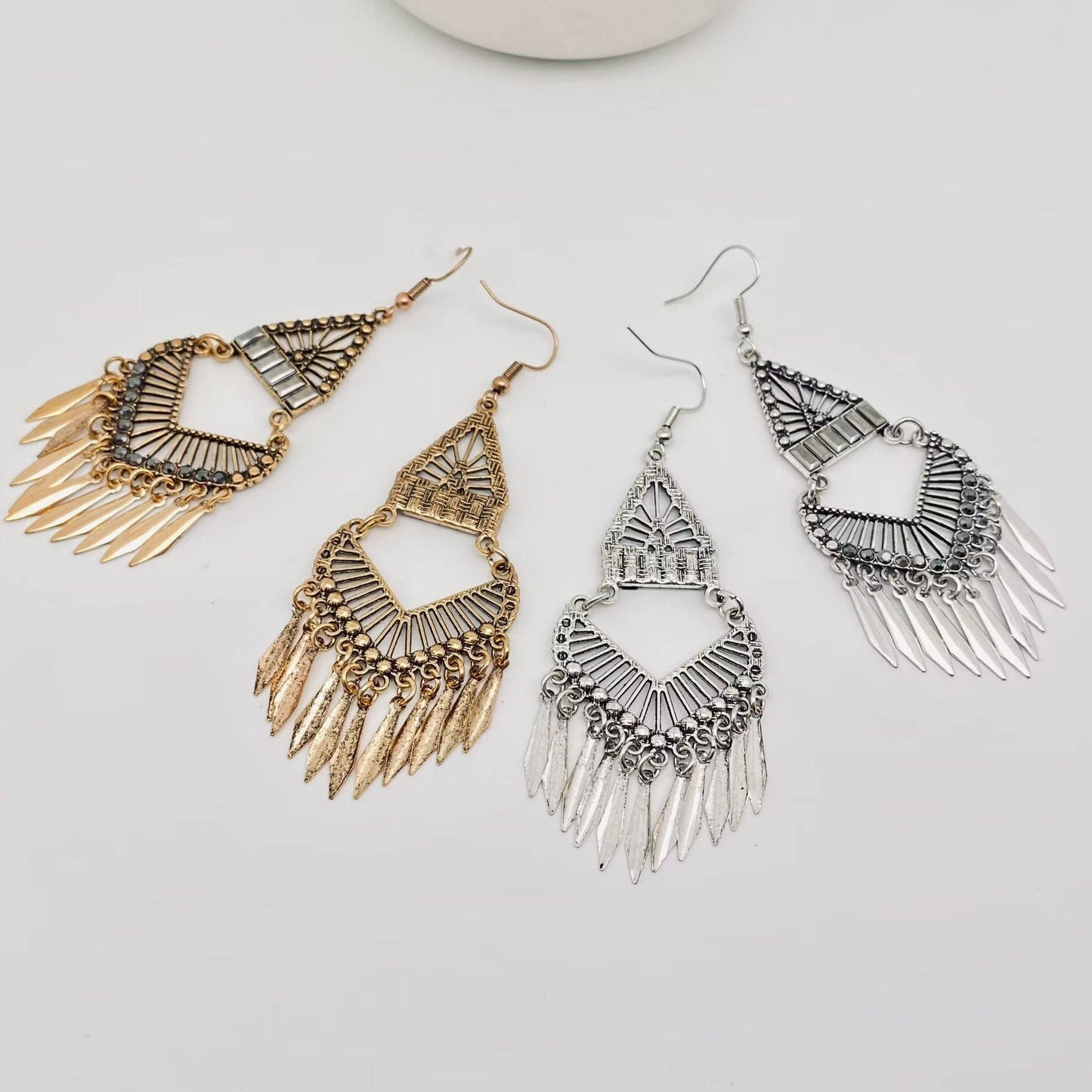Bohemian Metal Tassel Dangle Earrings