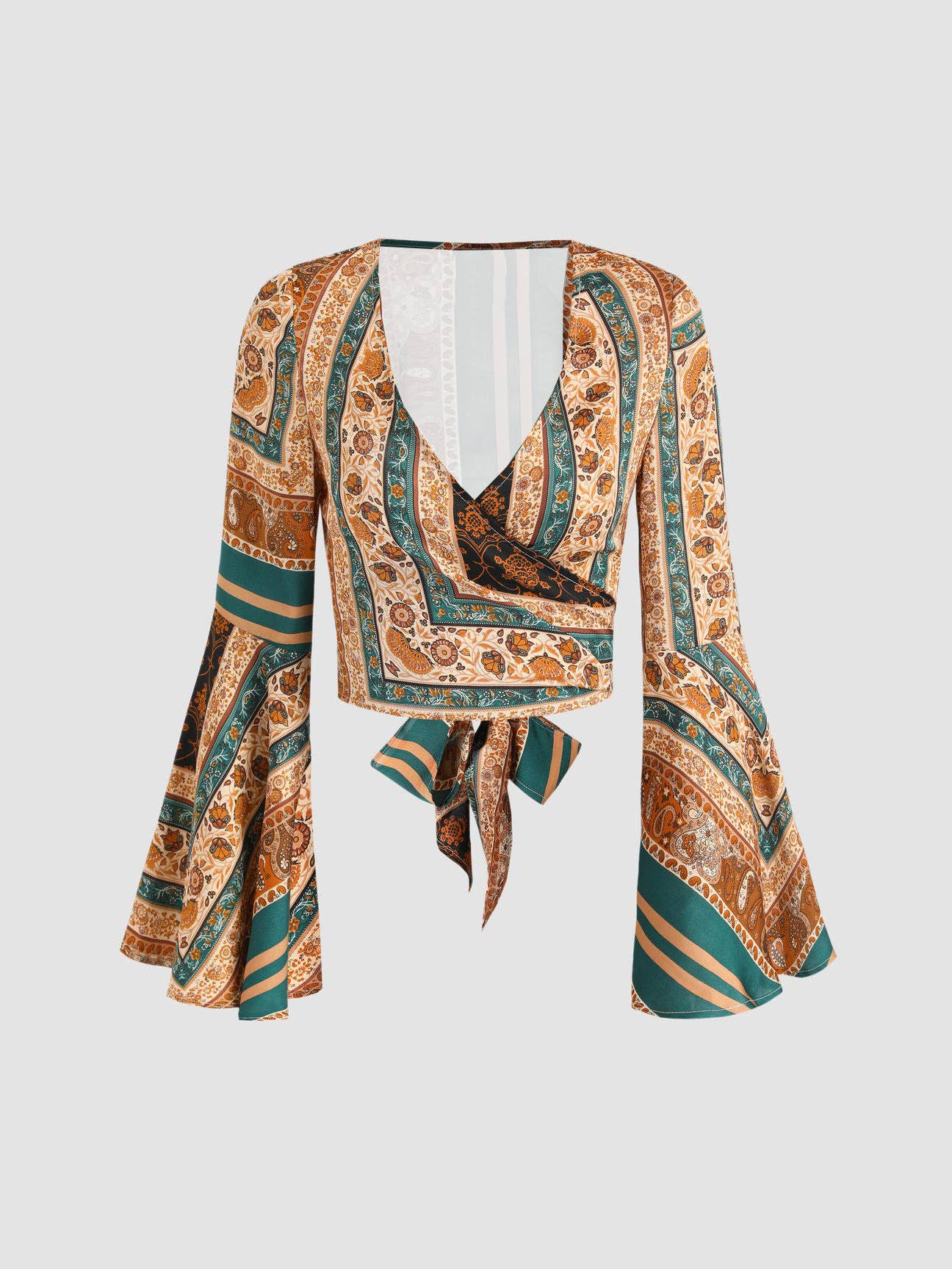 Retro Boho Flare Wrap Top