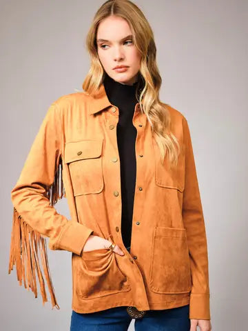Faux Suede Fringe Jacket
