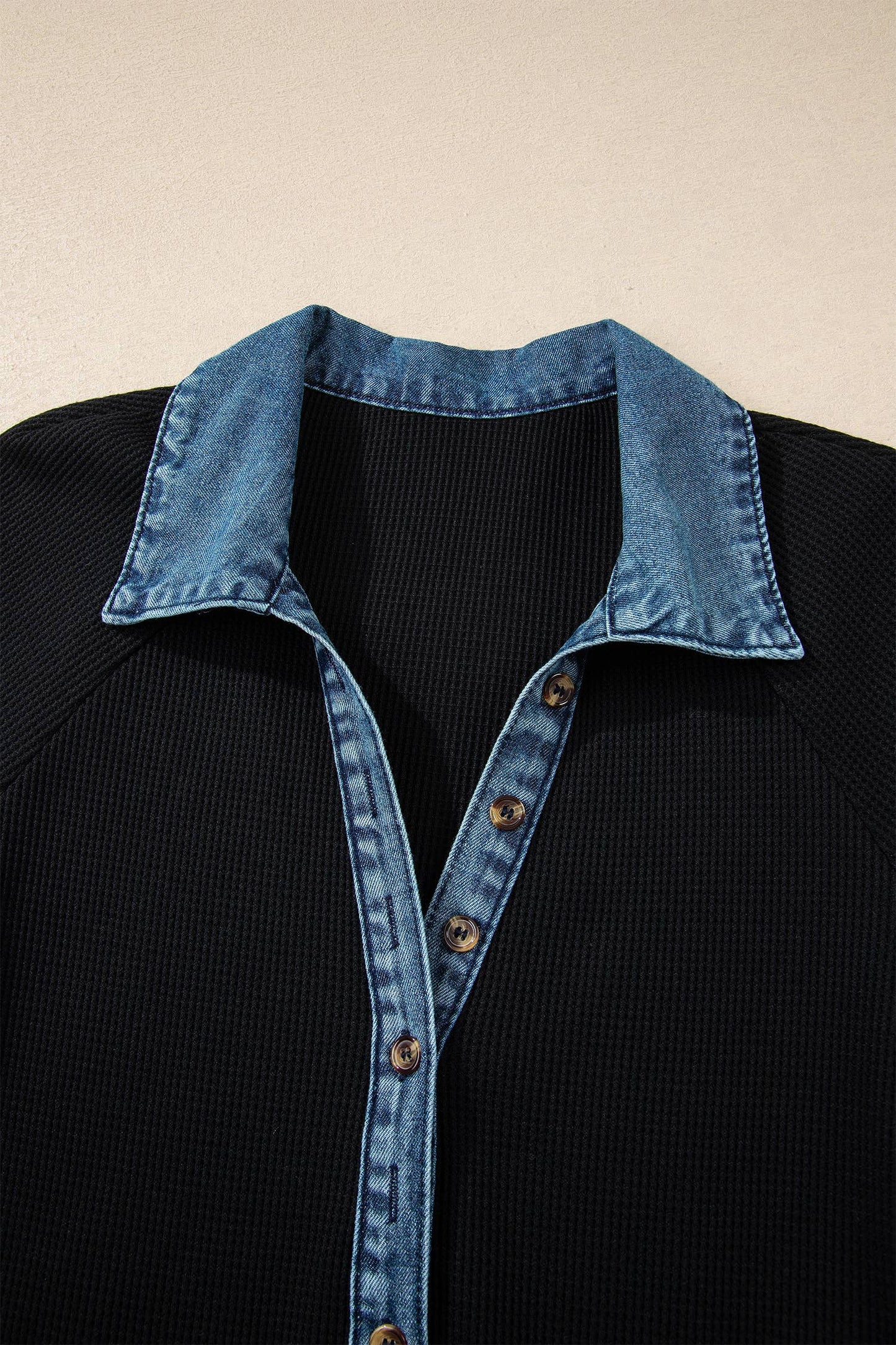 Waffle Knit Denim Shirt Dress