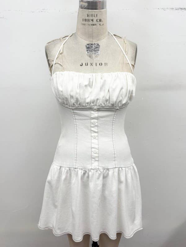 Stretch Denim Corset Mini Dress