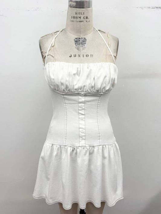 Stretch Denim Corset Mini Dress