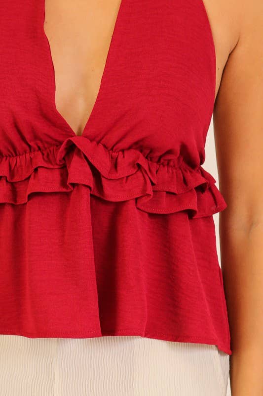 Ruffled Babydoll Halter Top