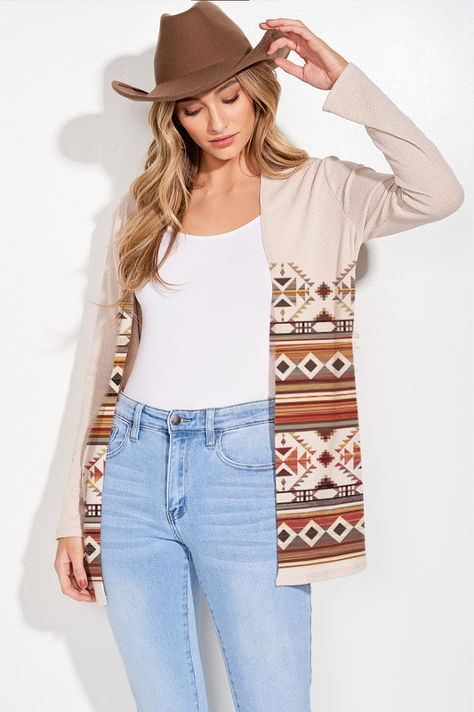 Aztec Print Knit Long Sleeve Cardigan
