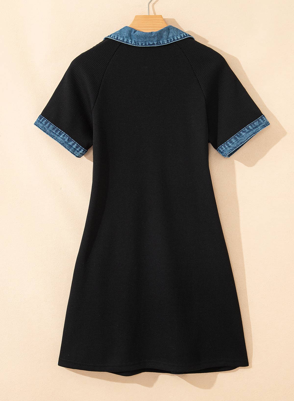Waffle Knit Denim Shirt Dress