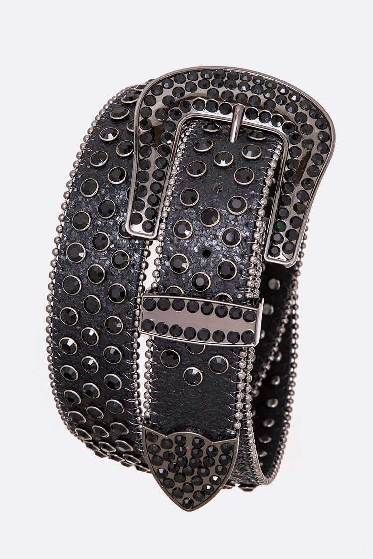 Crystal Statement Western Belt - Black