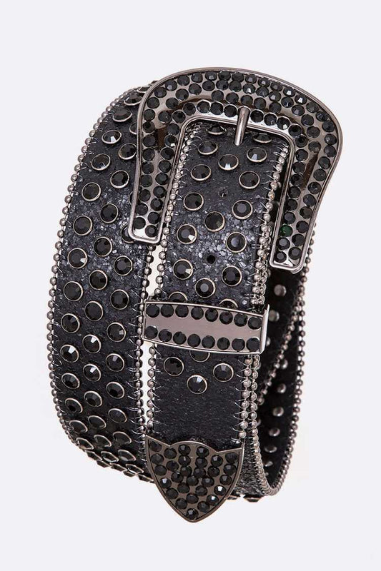 Crystal Statement Western Belt - Black